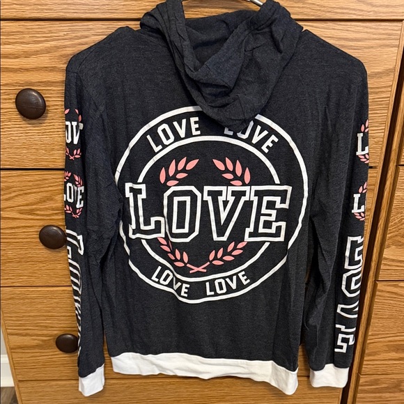 On Fire Love Charcoal and White Hoodie Sweater - Picture 2 of 4